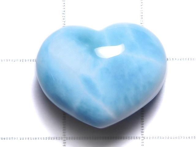 [Video][One of a kind] High Quality Larimar Pectolite AAA Heart [Half Drilled Hole] 1pc NO.85