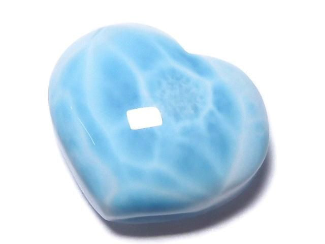 [Video][One of a kind] High Quality Larimar Pectolite AAA Heart [Half Drilled Hole] 1pc NO.87