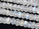 [Video] High Quality Rainbow Moonstone AAA- Faced Button Rondelle [S Size] Half or 1strand beads (approx. 15 inches/36 cm)