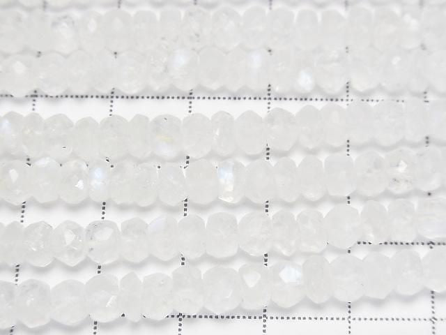[Video] High Quality Rainbow Moonstone AAA- Faced Button Rondelle [S Size] Half or 1strand beads (approx. 15 inches/36 cm)