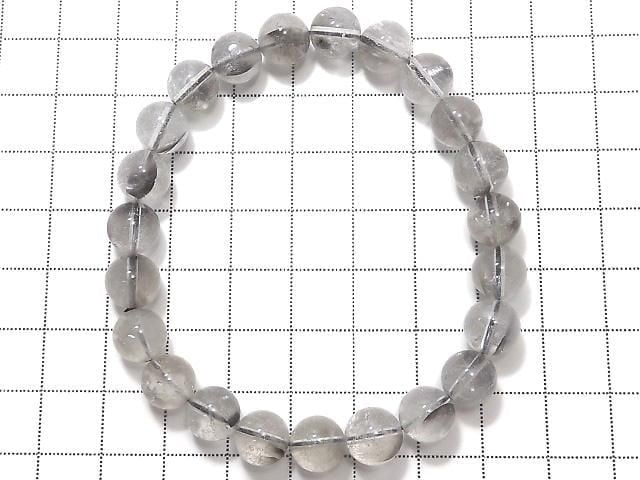 [Video][One of a kind] Platinum Rutilated Quartz AAA- Round 8.5mm Bracelet NO.9