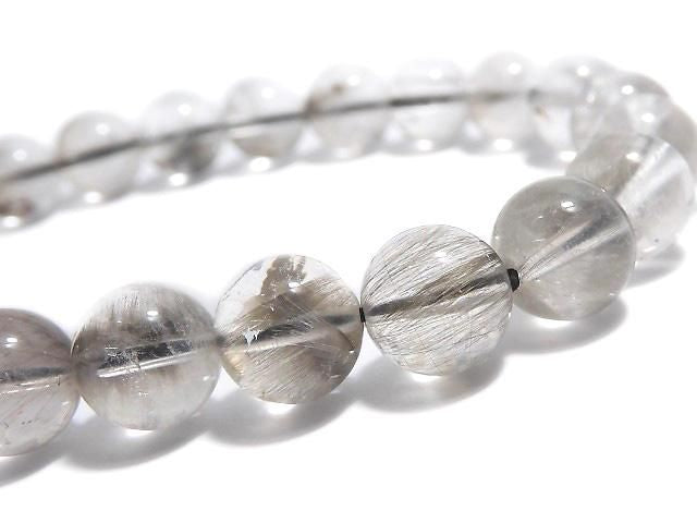 [Video][One of a kind] Platinum Rutilated Quartz AAA- Round 8.5mm Bracelet NO.10