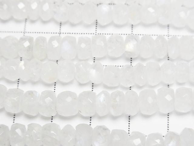 [Video] High Quality Rainbow Moonstone AAA- Faced Button Rondelle [M Size] Half or 1strand beads (approx. 15 inches/36 cm)