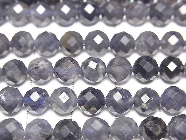[Video] High Quality! Iolite AA+ 64Faceted Round 6mm 1strand beads (approx. 15 inches/37 cm)