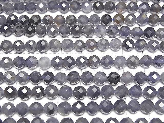 [Video] High Quality! Iolite AA+ 64Faceted Round 6mm 1strand beads (approx. 15 inches/37 cm)