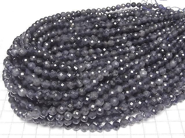 [Video] High Quality! Iolite AA+ 64Faceted Round 6mm 1strand beads (approx. 15 inches/37 cm)
