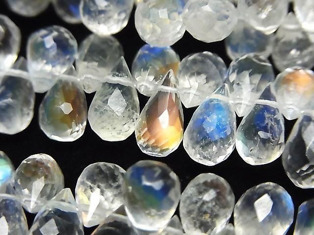 [Video] Andesine Labradorite AA++ Drop Faceted Briolette half or 1strand beads (aprx.6inch/16cm)