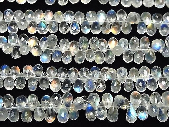 [Video] Andesine Labradorite AA++ Drop Faceted Briolette half or 1strand beads (aprx.6inch/16cm)