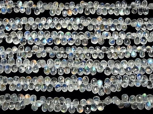 [Video] Andesine Labradorite AA++ Drop Faceted Briolette half or 1strand beads (aprx.6inch/16cm)