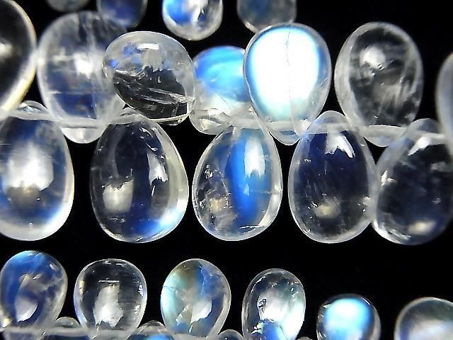 [Video] High Quality Rainbow Moonstone AAA Pear Shape (Smooth) Half or 1strand Beads (approx. 11 inches/28 cm)