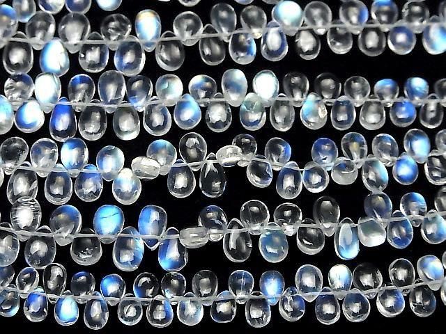 [Video] High Quality Rainbow Moonstone AAA Pear Shape (Smooth) Half or 1strand Beads (approx. 11 inches/28 cm)