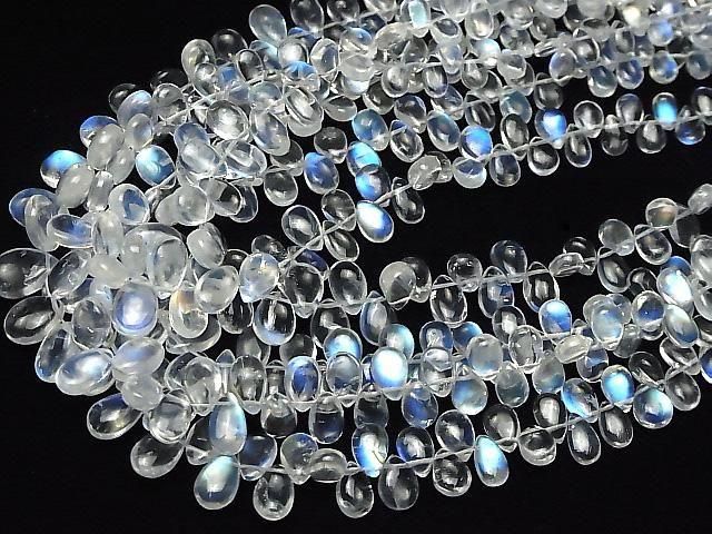 [Video] High Quality Rainbow Moonstone AAA Pear Shape (Smooth) Half or 1strand Beads (approx. 11 inches/28 cm)