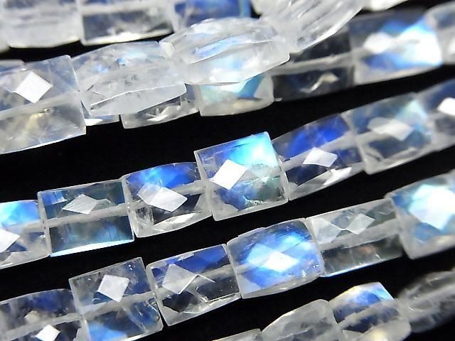 [Video] High Quality Rainbow Moonstone AAA Faceted Rectangle Half or 1strand Beads (approx. 11 inches/28 cm)