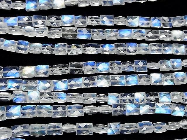 [Video] High Quality Rainbow Moonstone AAA Faceted Rectangle Half or 1strand Beads (approx. 11 inches/28 cm)
