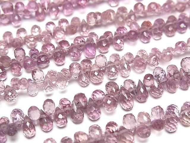 [Video] High Quality Dragon Garnet (Malaya Garnet) AAA Drop Faceted Briolette [Pink] 1strand beads (approx. 5 inches/13 cm)