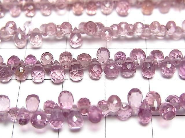 [Video] High Quality Dragon Garnet (Malaya Garnet) AAA Drop Faceted Briolette [Pink] 1strand beads (approx. 5 inches/13 cm)
