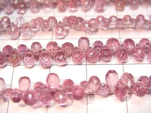 [Video] High Quality Dragon Garnet (Malaya Garnet) AAA Drop Faceted Briolette [Pink] 1strand beads (approx. 5 inches/13 cm)