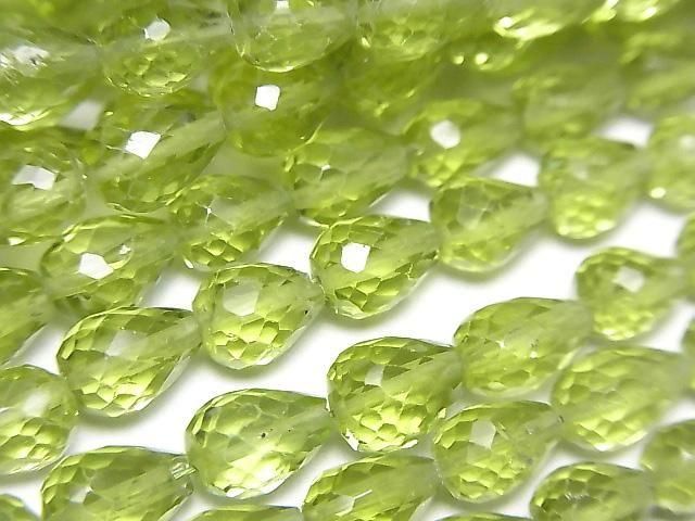 [Video] High Quality Peridot AAA- Vertical Hole Faceted Drop half or 1strand beads (aprx.7inch/18cm)