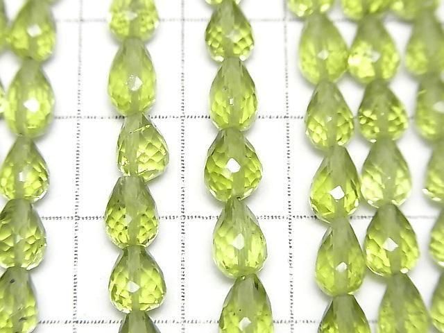 [Video] High Quality Peridot AAA- Vertical Hole Faceted Drop half or 1strand beads (aprx.7inch/18cm)