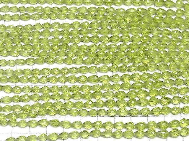 [Video] High Quality Peridot AAA- Vertical Hole Faceted Drop half or 1strand beads (aprx.7inch/18cm)