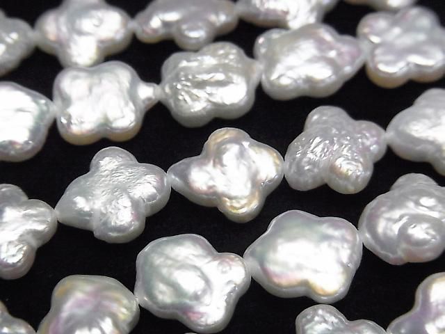 [Video] Fresh Water Pearl AA Flower 10x10x4mm White 1strand beads (approx. 15inch/36cm)