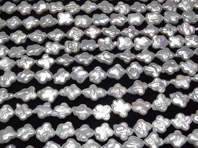 [Video] Fresh Water Pearl AA Flower 10x10x4mm White 1strand beads (approx. 15inch/36cm)