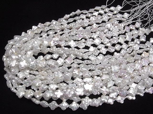 [Video] Fresh Water Pearl AA Flower 10x10x4mm White 1strand beads (approx. 15inch/36cm)