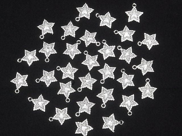 [Video] Metal parts Star motif charm 13x11mm Silver Color (with CZ) 1pc