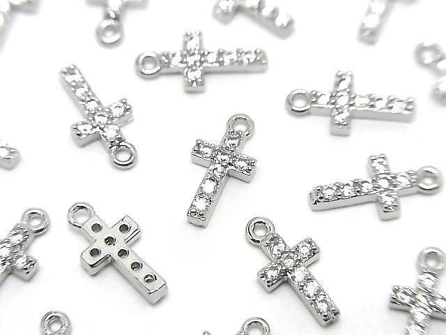 Metal Parts 10x5mm Cross Silver color (with CZ) 2pcs