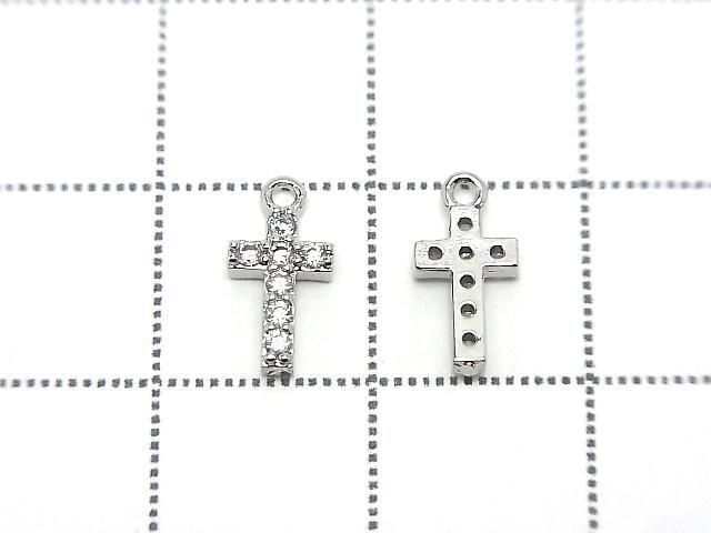 Metal Parts 10x5mm Cross Silver color (with CZ) 2pcs