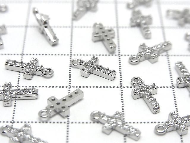 Metal Parts 10x5mm Cross Silver color (with CZ) 2pcs