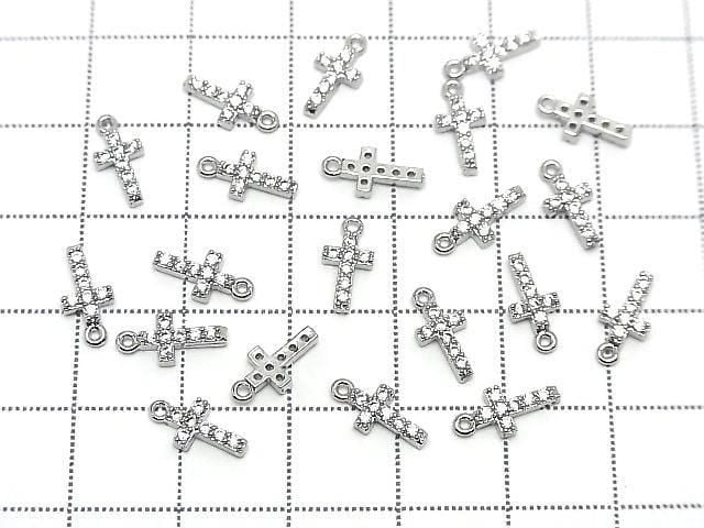 Metal Parts 10x5mm Cross Silver color (with CZ) 2pcs