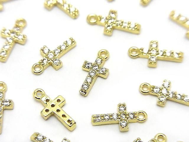 Metal Parts 10x5mm Cross Gold color (with CZ) 2pcs