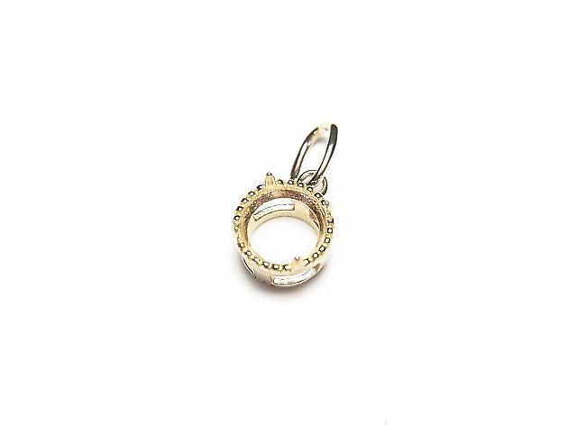 [Video][Japan][K10 Yellow Gold] Pendant Frame (Prong Setting) Round Faceted 4mm Milgrain 1pc