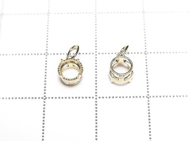[Video][Japan][K10 Yellow Gold] Pendant Frame (Prong Setting) Round Faceted 4mm Milgrain 1pc