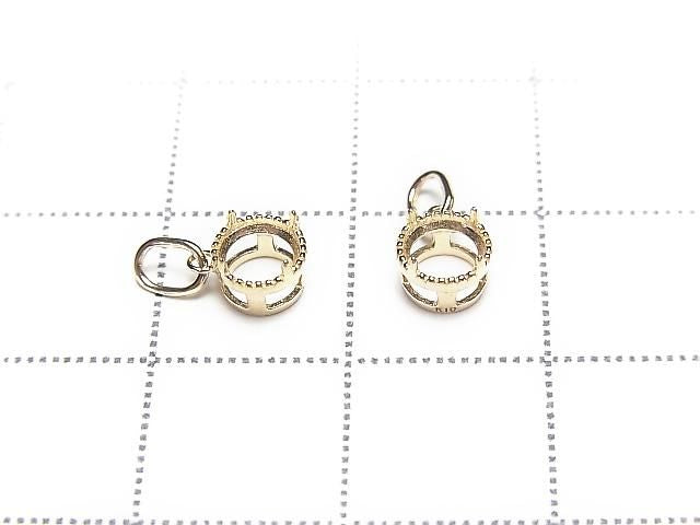 [Video][Japan][K10 Yellow Gold] Pendant Frame (Prong Setting) Round Faceted 4mm Milgrain 1pc