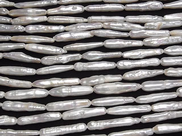 [Video] Fresh Water Pearl AA Stick 24-25mm White 1strand beads (approx. 15inch/37cm)