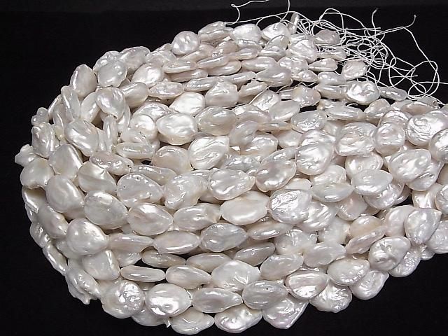 [Video] Fresh Water Pearl AA Pear Shape-Baroque 18-20mm White 1strand beads (approx. 14inch/35cm)