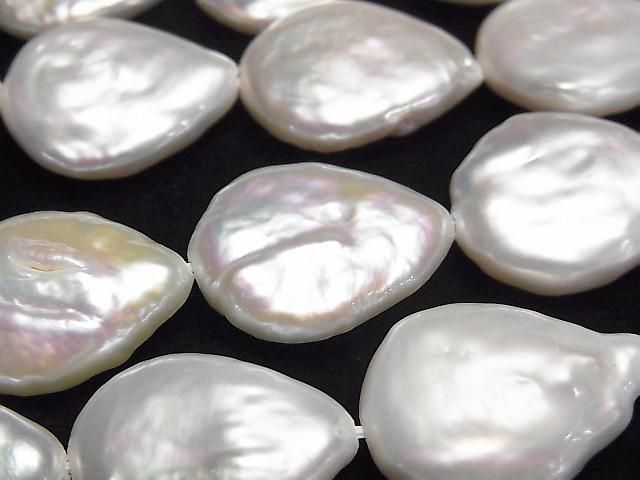 [Video] Fresh Water Pearl AA+ Pear Shape-Baroque 18-22mm White 1strand beads (approx. 14inch/35cm)