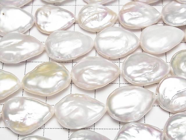 [Video] Fresh Water Pearl AA+ Pear Shape-Baroque 18-22mm White 1strand beads (approx. 14inch/35cm)