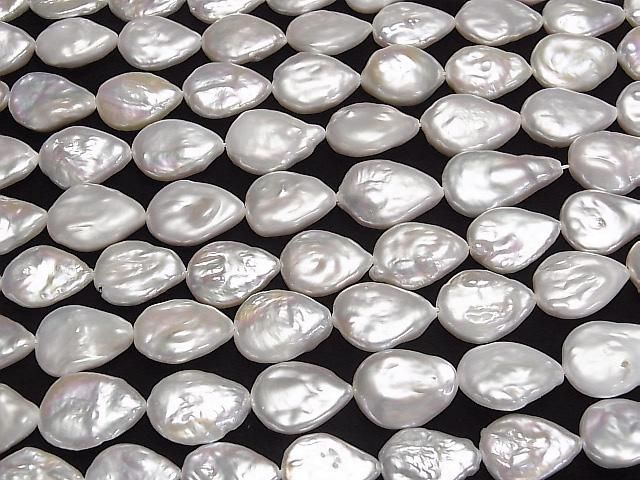 [Video] Fresh Water Pearl AA+ Pear Shape-Baroque 18-22mm White 1strand beads (approx. 14inch/35cm)