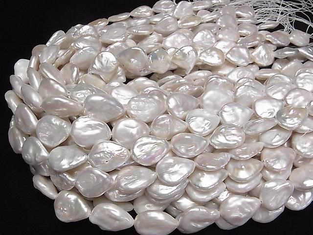 [Video] Fresh Water Pearl AA+ Pear Shape-Baroque 18-22mm White 1strand beads (approx. 14inch/35cm)