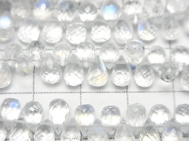 [Video] High Quality Rainbow Moonstone AAA Drop Faceted Briolette Half or 1strand Beads (approx. 11 inches/28 cm)