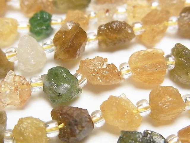 [Video] Green & Yellow Tourmaline AA Rough Rock Nugget 1strand beads (approx. 15 inches/38 cm)