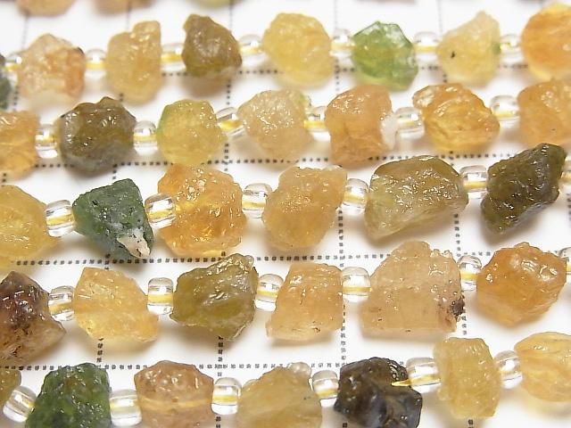 [Video] Green & Yellow Tourmaline AA Rough Rock Nugget 1strand beads (approx. 15 inches/38 cm)