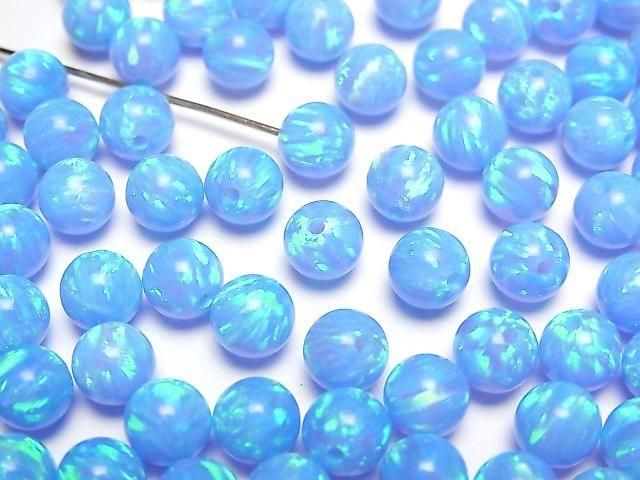 [Video] Kyoto Opal Half Drilled Hole Round 6mm [Light Blue] 2pcs