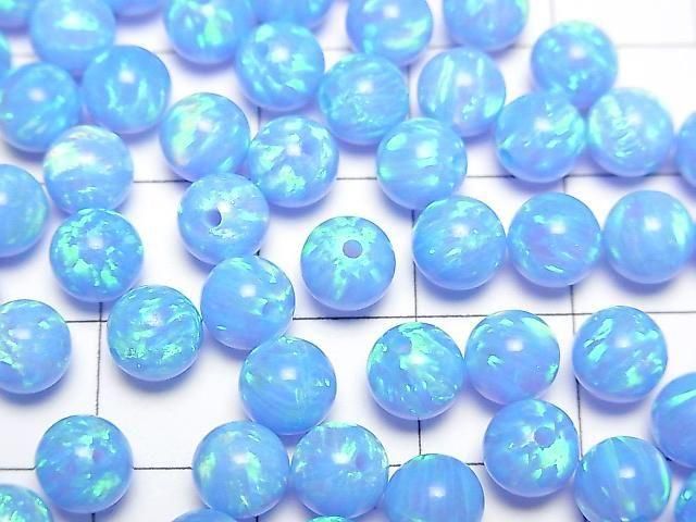 [Video] Kyoto Opal Half Drilled Hole Round 6mm [Light Blue] 2pcs