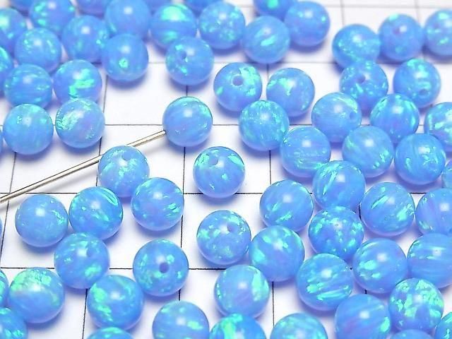 [Video] Kyoto Opal Half Drilled Hole Round 6mm [Light Blue] 2pcs