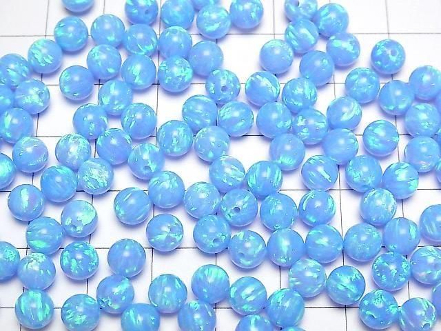 [Video] Kyoto Opal Half Drilled Hole Round 6mm [Light Blue] 2pcs