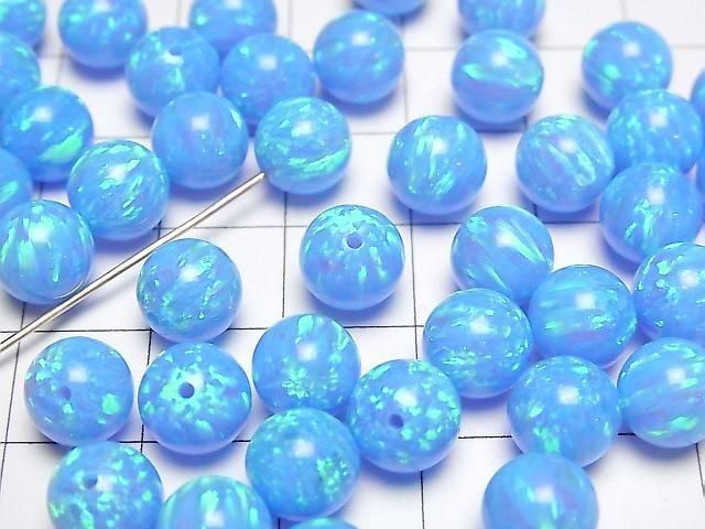 [Video] Kyoto Opal Half Drilled Hole Round 8mm [Light Blue] 1pc